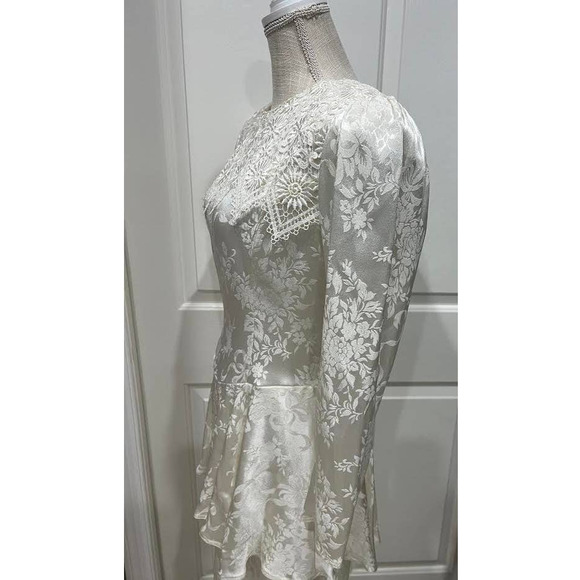 80s Jessica McClintock Brocade Bridal Dress - Picture 5 of 7